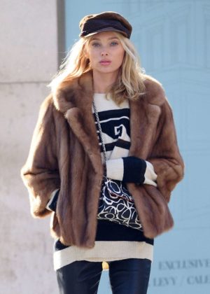Elsa Hosk in Fur Coat out in NYC